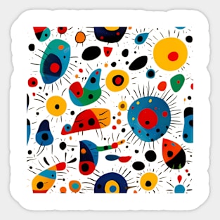 Vibrant Abstract, Miro's Sun Reimagined Sticker